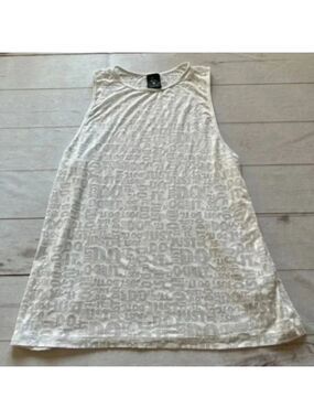 Nike Pro Dri Fit Just Do It Burnout Tank White Muscle Tee Semi Sheer